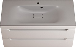 Style Line Тумба с кварцевой раковиной серый шелк Остин 100 подвесная белая матовая – фотография-1